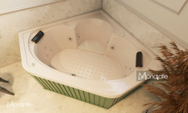  BANHEIRA BRESCIA CANTO C/HIDRO EM GEL COAT  BRANCO MONDIALLE